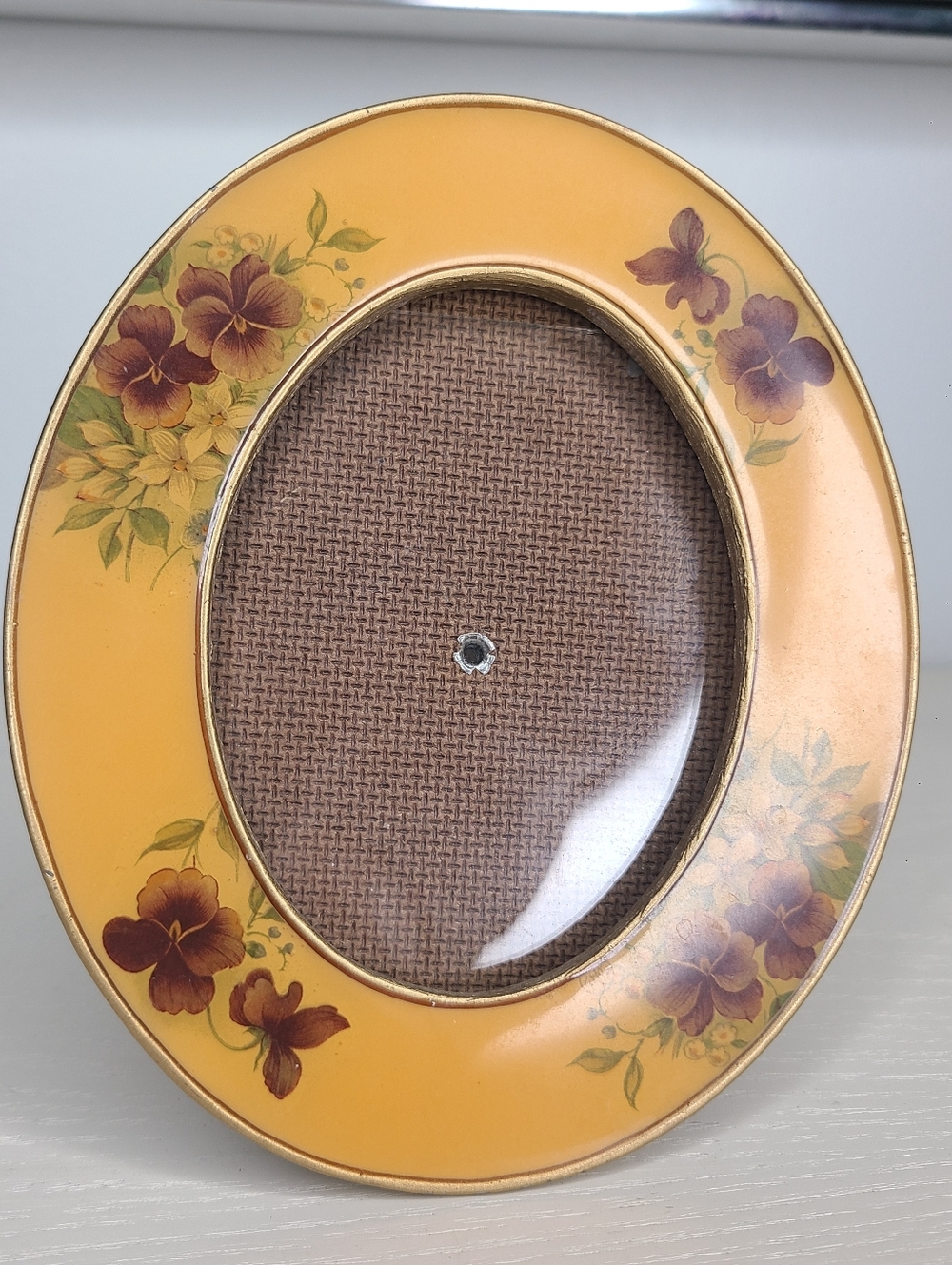 Vintage Bucklers Floral Frame Gold Enamel Oval Cottagecore Decor